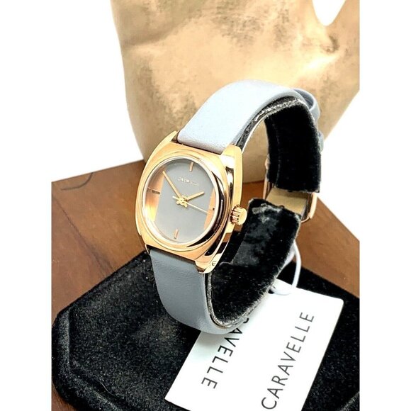 Caravelle by Bulova Women's Watch 44L263 Quartz Rose Gold Gray Leather B… - Picture 2 of 13